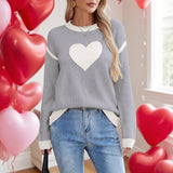 2025 Autumn And Winter Hot Sweater Women Hit The Color Love Peach Collar Knitted Jersey Valentine's Day HZ1208