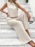 2025 Summer Women's Fashion Ice Silk Sleeveless Vest Casual Pants Set New HZ1208