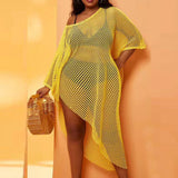 New Beach Hoodie Cover With Short Sleeves Of Beach Sunscreen Seaside Vacation Large-Size Loose Hollow Knitted Jersey Shirt HZ1208