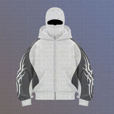 High Street Color Double Hat Design Letter Hooded Cardigan Autumn And Winter Loose Y2K Sweater Set HZ1208