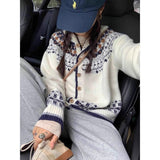 Autumn And Winter Retro Fair Island Sweater Coat Female White Jaccupy Milk Fufu Soft Glutinous Outer Knitted Shirt Top HZ1208