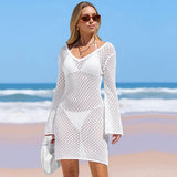 Ocean New Beach Shirt Solid Color Knitted Flouse Beach Bikini Swimwear Shirt Sunscreen HZ1208