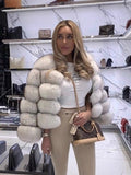Fur Fever Imitation Fox Fur Coat Women's Short-Sleeved Fur Coat HZ1208