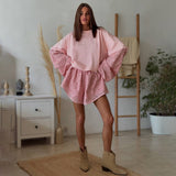 Exploding Knitted Shirt Home Cardigan Short Vest Shorts Light Pink White Optional Comfortable Fashionable Autumn And Winter Woman HZ1208