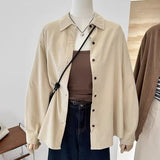 Lighthouse Velvet Solid-Colored Shirt Women's New Spring Retro Korean Version Of Loose And Loose Lazy Casual Blouse HZ1208