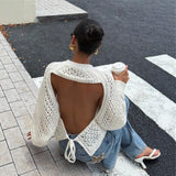 2025 New Round Tie Nine-Sleeve Rope With Knitted Sweater Lazy Wind Coat HZ1208