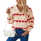 Autumn And Winter New Sweater Women Fashion Zipper Love Love Long-Sleeved Coat HZ1208