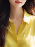 High Sense Gentle Windy Yellow Beautiful Shirt Simple Commute Small Fashion Age-Dense Stated Set-Tite Shirt Woman HZ1208