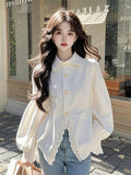 High-Grade White Lace Splicing Shirt Women's New Spring 2025 Design Sense Age-Reduce T-Shirt Clothes HZ1208
