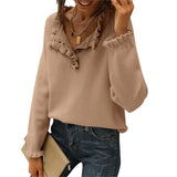 Spring And Autumn 2025 New Women's Knitted Top Casual Long-Sleeved Button-Lace Cloth Cloth Sweater HZ1208