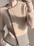 Korean Version Of The Round-Neck Simple Cardigan Sweater Coat Women Autumn 2025 Autumn And Winter Dress New Temperament Reduction Lady Top HZ1208