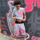 Trendy Letter Print Loose Short-Sleeved Top Street Hip-Hop Men And Women T-Shirt Shorts 2025 HZ1208
