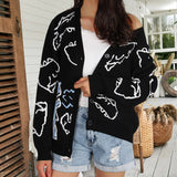 Yangyang Long-Sleeved Knitted Autumn And Winter New Coat Loose Cartoon Dinosaur Cardigan HZ1208