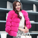 Fur Fever Imitation Fox Fur Coat Women's Short-Sleeved Fur Coat HZ1208