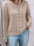 Women's Sweater Knitted Shirt Design Hollow V-Neck Long-Sleeved Hooded Top HZ1208