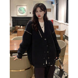 Lazy Sweater Cardigan Jacket Women's Autumn And Winter 2025 New Gentle Wind Niche Long Top Knitwear Jersey HZ1208
