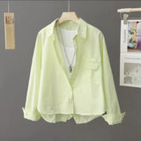 New Design Behind The Fashion Open Short Loose Long-Sleeved Shirt Shirt Casual 2025 Coat Spring Coat HZ1208