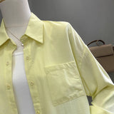 Spring And Summer Solid Shirt Women's New Hong Kong Style Loose Long-Sleeved Coat Design Sense Of Small Folding Net Red Shirt HZ1208