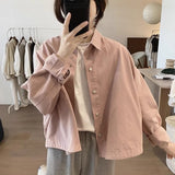 Cotton 2025 Korean Version Of The Women's Spring And Autumn New Grinding Loose Thin Short Collar Shirt Long-Sleeved Top Coat HZ1208