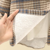 Add Thick Hair Coat Women 2025 Autumn And Winter New Shirt Port Loose Long-Sleeved Grinding Lattice Plus Velvet Shirt Woman HZ1208