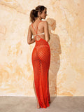 New Beach Skirt Knitted Hollow Sexy Sling With Long Beach Bathwear Sunscreen Hood HZ1208