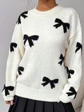 Yangyang Autumn And Winter Sweater Women's Round Collar Bow Tie Knitting Knitting Factory HZ1208