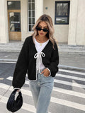 Autumn And Winter Sweater Women's New Knitted Shirt Loose Long-Sleeved Bow Tied With Cardigan Coat Top Woman HZ1208