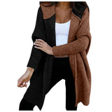 Colored Hooded Knitted Cardigan Women's Long Sweater Women's Coat In The Autumn And Winter Of 2025 HZ1208