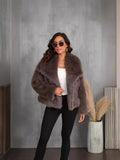 Fur Big Collar Faux Fur Coat Short Fashion Fox Fur Coat Fluffy Plush Women's Clothing HZ1208
