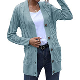 Autumn/Winter 2025 New Women's Casual Cardigan Jacket Solid Color Mah-Button Cardigan Sweater Women HZ1208