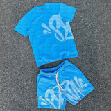 Trendy Letter Print Loose Short-Sleeved Top Street Hip-Hop Men And Women T-Shirt Shorts 2025 HZ1208