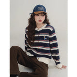 Autumn New Striped Knitted Shirt Small Fragrant Wind Milk Whiry Soft Sweater Cardigan Jacket Women Spring And Autumn Outside The Top HZ1208