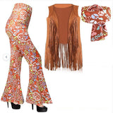 2025 Halloween Women's Print Tops T Hongha Horn Pants Set + Headscarf HZ1208