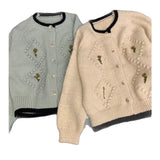 Fashion Sweet Embroidery Flowers Soft Sticky Cardigan Women Autumn And Winter New Loose Temperament Sweater Small Fragrant Wind HZ1208