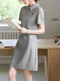 Korean Academy Style Embroidery Polo Dress Women Summer New Skinny Casual Dress Dress Female HZ1208