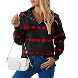 Autumn And Winter New Sweater Women Fashion Zipper Love Love Long-Sleeved Coat HZ1208