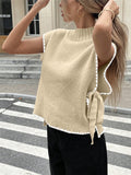 2025 Women's Sleeveless Sweater Vest Simple Design Bumpy Bow Tie With Coat HZ1208