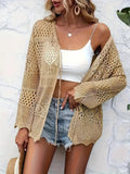 New Beach Knitted Jersey In Summer 2025 Sexy Solid Color Knitted Beach Swimwear Shirt Sunscreen Cardigan HZ1208