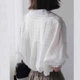 Spring And Summer 2025 New Loose Thin Sunscreen Striped Cotton Long-Sleeved Shirt In The Long Retro Coat HZ1208