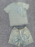 Trendy Letter Print Loose Short-Sleeved Top Street Hip-Hop Men And Women T-Shirt Shorts 2025 HZ1208