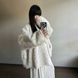 New Cloud Stone Fox Thick Warm Bat Sleeve Fur One-Piece Shawl Woman Lazy Smooth And Environmentally Friendly Coat HZ1208