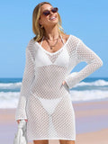 Ocean New Beach Shirt Solid Color Knitted Flouse Beach Bikini Swimwear Shirt Sunscreen HZ1208