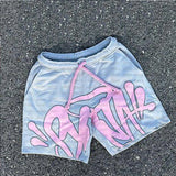 Trendy Letter Print Loose Short-Sleeved Top Street Hip-Hop Men And Women T-Shirt Shorts 2025 HZ1208