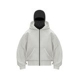 Autumn And Winter Personality Double Hat Design Hoodie Zipper Open Shirt Casual Coat Y2K HZ1208