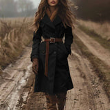 2025Insshein West Autumn And Winter Double Buckle Wind Coat Women's Clothing HZ1208