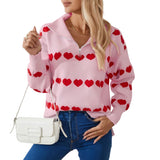 Autumn And Winter New Sweater Women Fashion Zipper Love Love Long-Sleeved Coat HZ1208