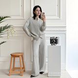 2025 Autumn And Winter Hot Sweater Suit Women Loose Long Version Imitation Cardigan + Open Fork Dress HZ1208