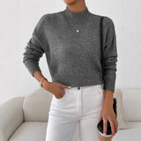 Women's Single-D Row Leisure Long-Sleeved Knitted Jersey Autumn And Winter Collar Warm Coat Sweater HZ1208