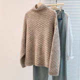 Women's Cotton Cashmere Lattice Half-High-Collar Sweater Korean Version Of The Student's Dress Dress Nice Hair Knitted Shirt HZ1208