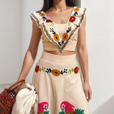 Women's Clothing 2025 Spring New Ins Print Lotus Leaf Side Dress Half Dress Fashion Set HZ1208